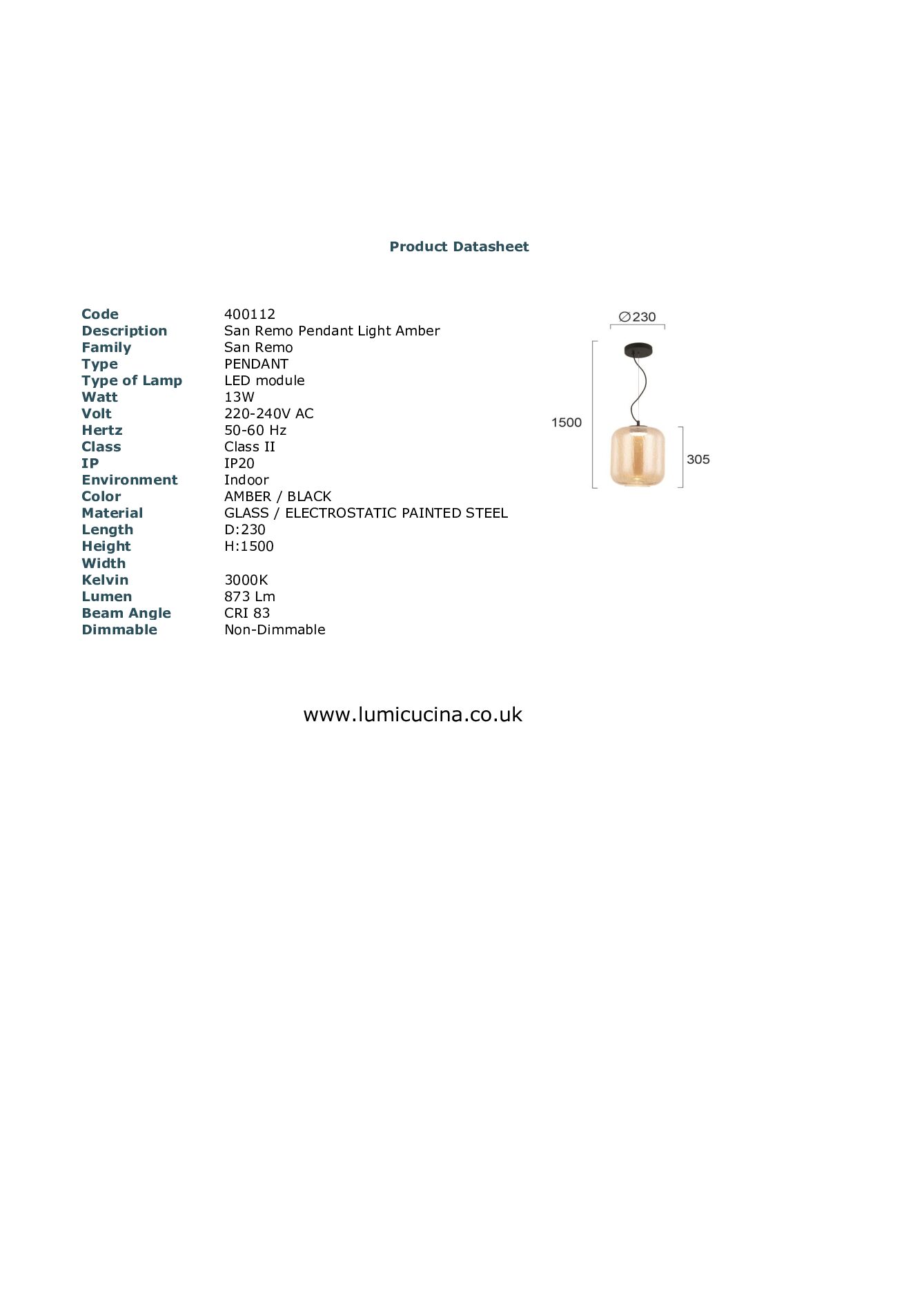 San Remo Amber – Lumicucina